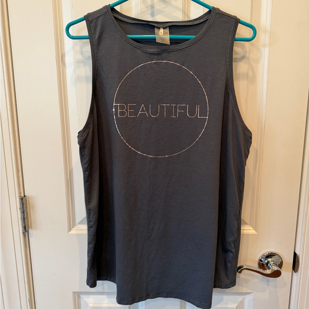 CALIA by Carrie Underwood Gray Muscle Tee with 'BEAUTIFUL' Print